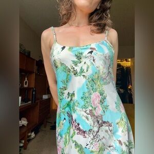 Vintage satin slip dress with Geisha pattern